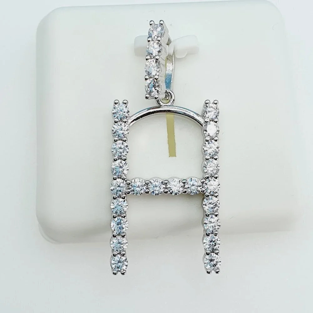 "925 Sterling Silver Cubic Zirconia Initial Pendant, Uu1p6a6174